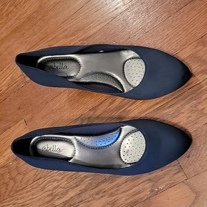 Abella Sahara fabric heels navy size 8